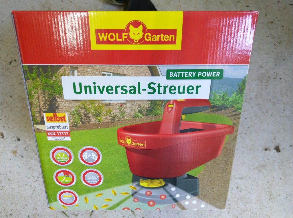 WOLF-Garten Universal-Streuer WE-B - batteriebetriebener Handstreuer